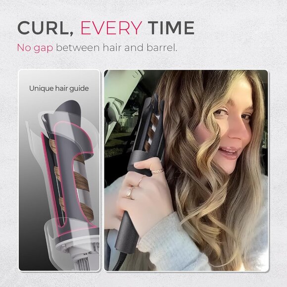 CURLPRO Automatic Rotating Curling Iron: 1 Inch Beach Waves Wand, Metallic Gray - Picture 5 of 9